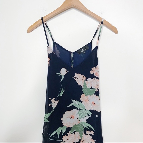 NEW Lulu’s Feeling Freesia Navy Blue Floral Print Maxi Dress - Picture 4 of 8